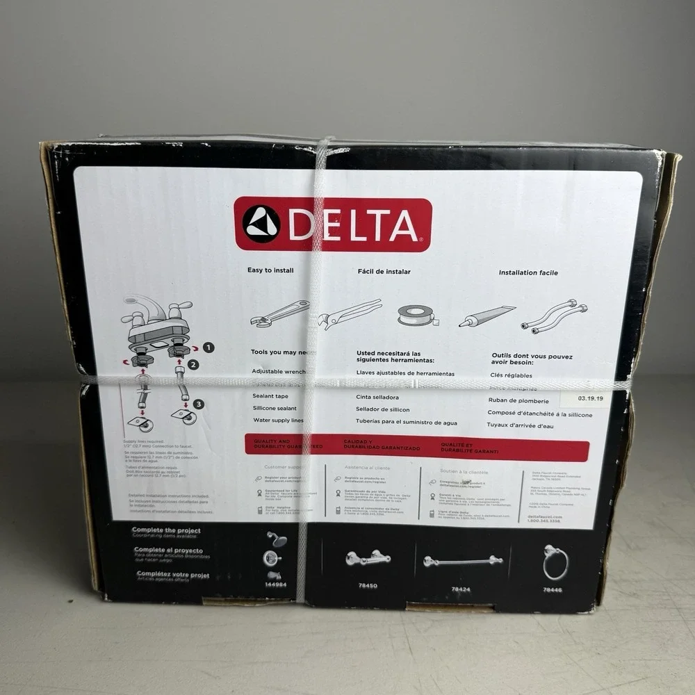 Delta Porter 25984LF-ECO 4 inch Centerset Bathroom Faucet 2 Handle in Chrome